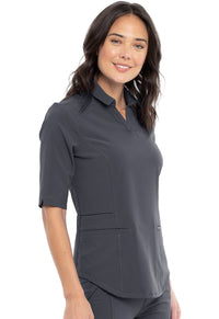 Pewter Infinity Scrubs Polo Shirt - Right Side View