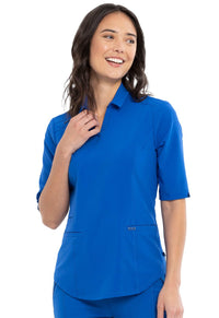 Royal Blue Infinity Scrubs Polo Shirt - Front View