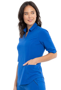 Royal Blue Infinity Scrubs Polo Shirt - Left Side View