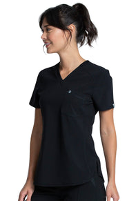 Black Infinity Scrubs Tuckable V-Neck Top- Left Side View