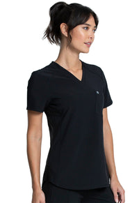 Black Infinity Scrubs Tuckable V-Neck Top- Right Side View