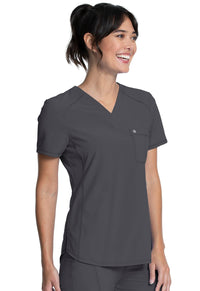 Pewter Infinity Scrubs Tuckable V-Neck Top- Right Side View
