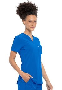 Royal Blue Infinity Scrubs Tuckable V-Neck Top- Right Side View