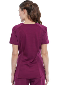 Wine Infinity Scrubs Tuckable V-Neck Top- Back View