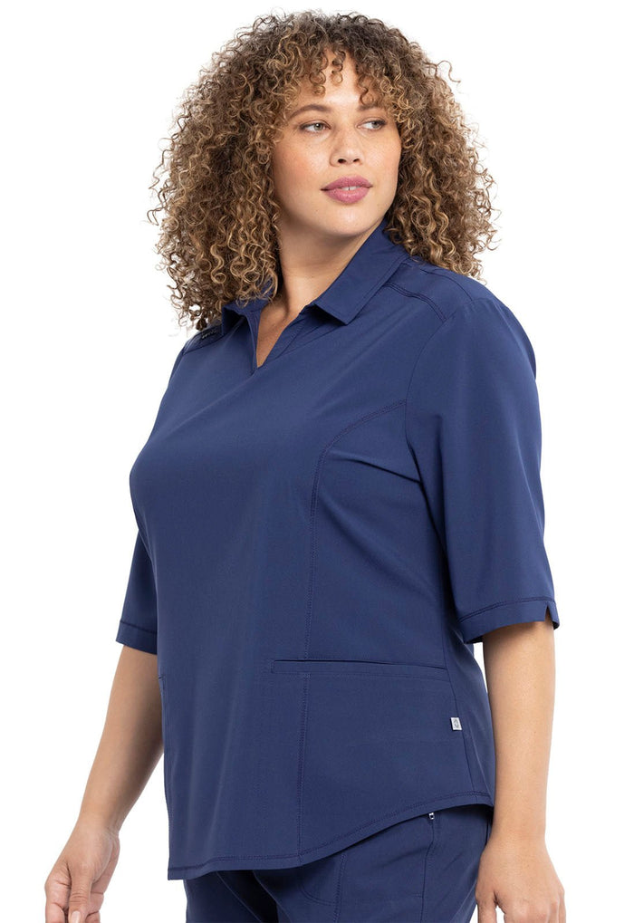 Navy Infinity Scrubs Polo Shirt - Left Side View