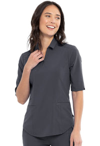 Pewter Infinity Scrubs Polo Shirt - Front View