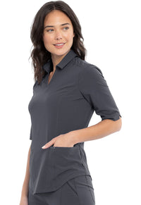 Pewter Infinity Scrubs Polo Shirt - Left Side View