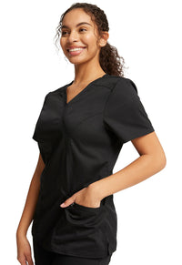 Black Revolution Mock Wrap Top - Left Side View