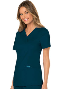 Caribbean Blue Revolution Mock Wrap Top - Left Side View