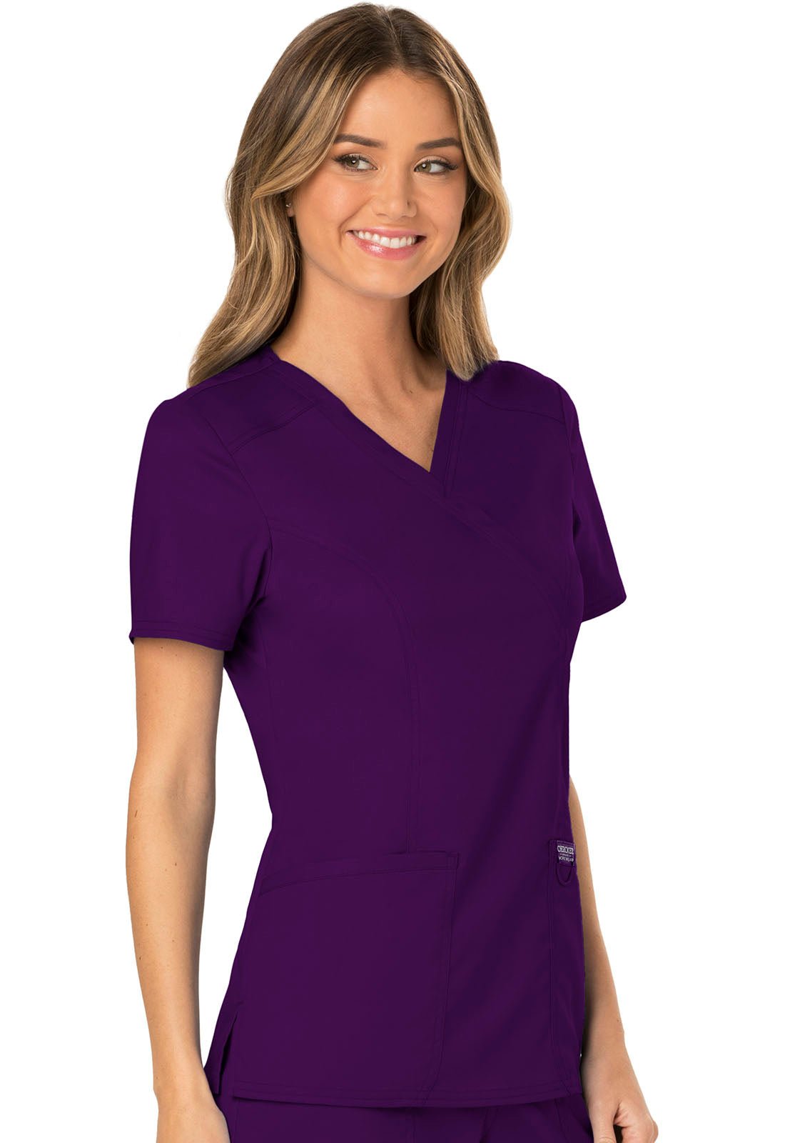 Eggplant Revolution Mock Wrap Top - Right Side View