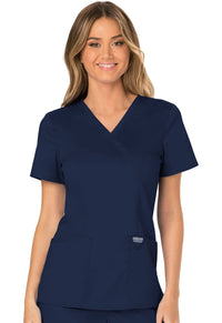 Navy Revolution Mock Wrap Top - Front View