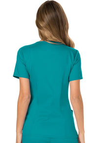 Teal Blue Revolution Mock Wrap Top - Back View