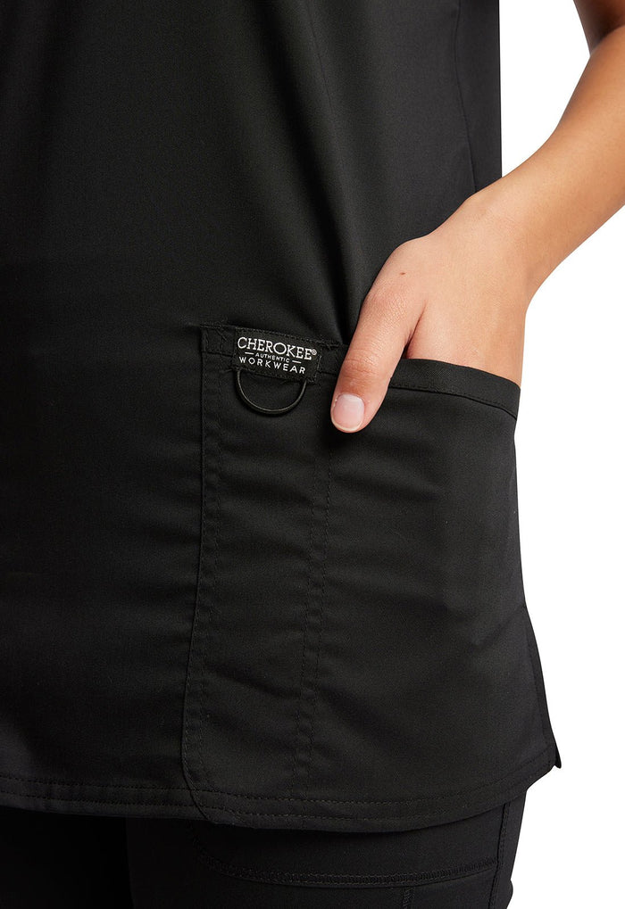Black Revolution Scrubs V-NecK Top - Side Pocket View