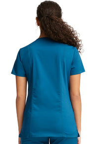 Caribbean Blue Revolution Scrubs V-NecK Top - Back View