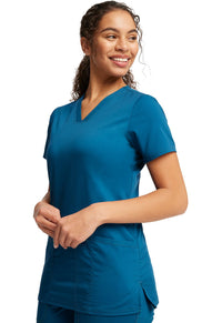 Caribbean Blue Revolution Scrubs V-NecK Top - Left Side View