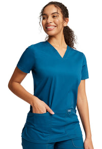 Caribbean Blue Revolution Scrubs V-NecK Top - Right Side View