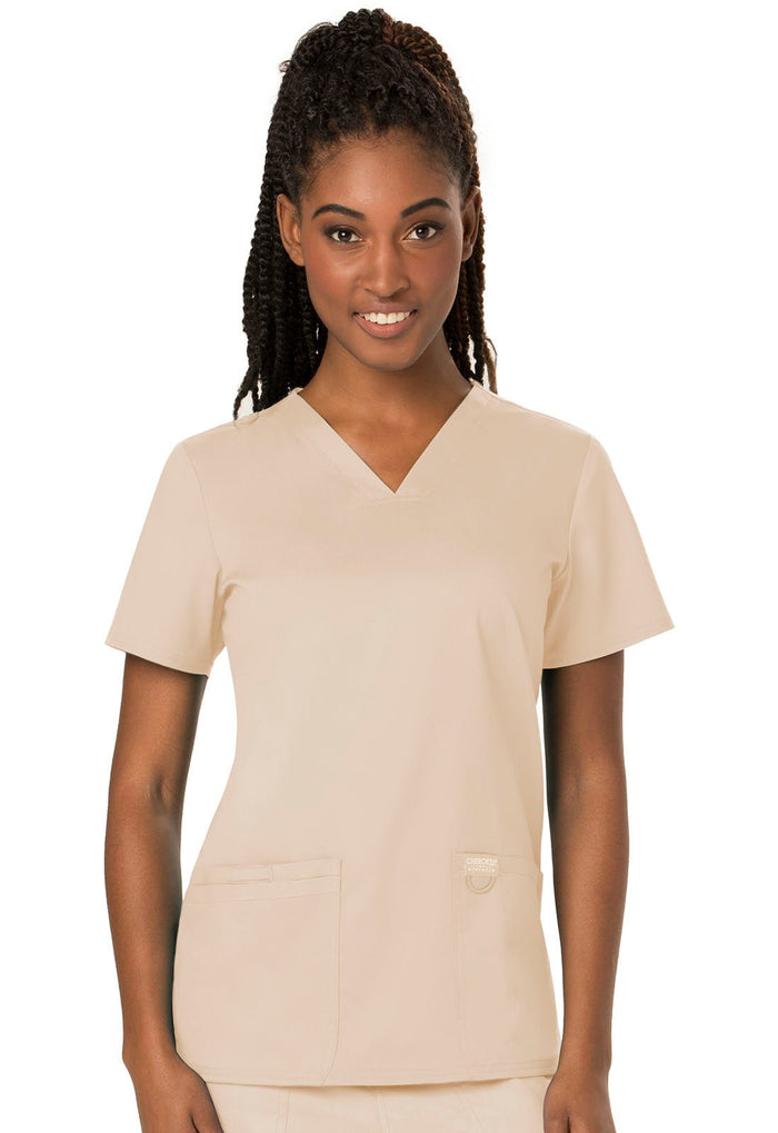 Khaki Revolution Scrubs V-NecK Top - Front View