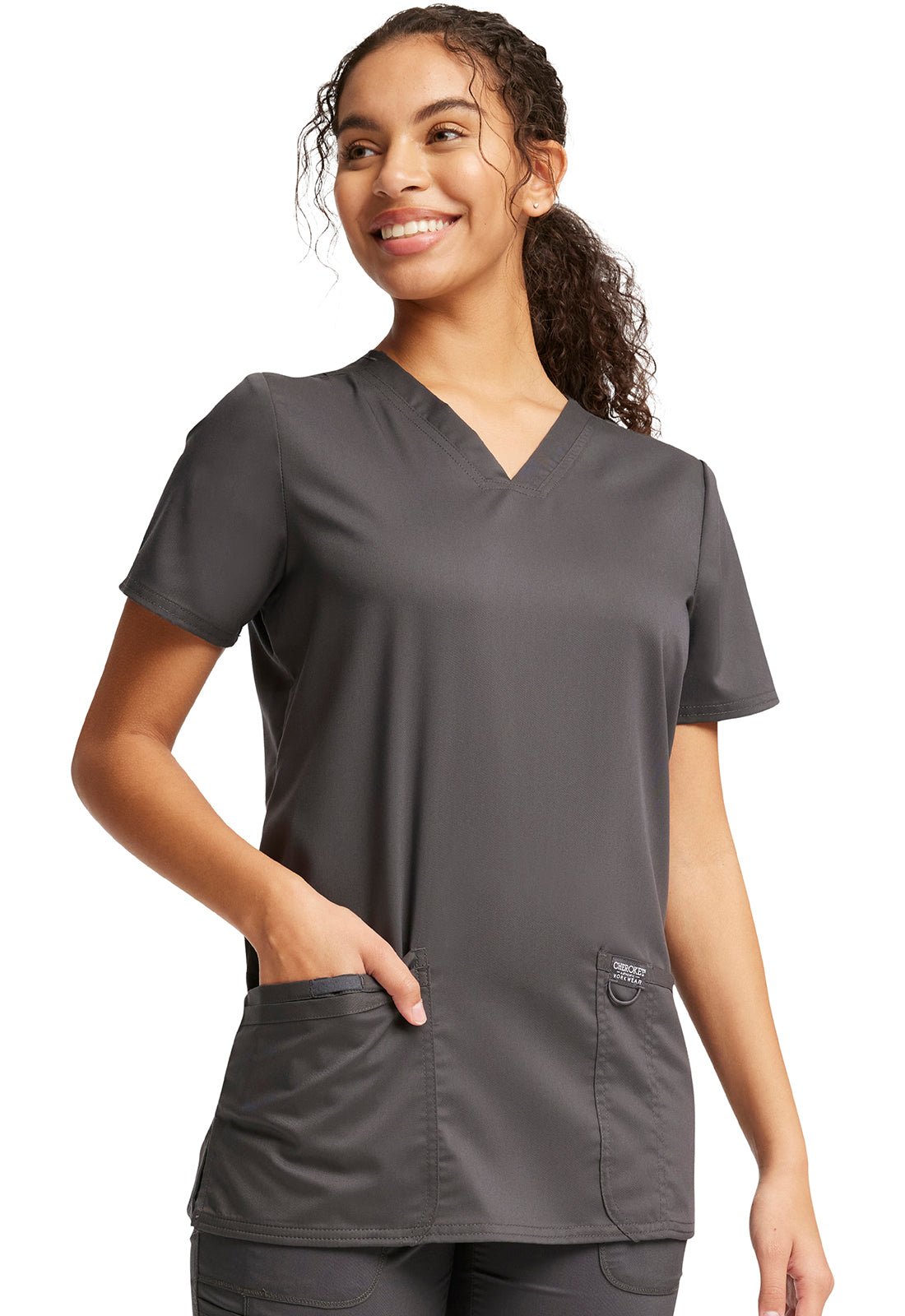 Pewter Revolution Scrubs V-NecK Top - Right Side View