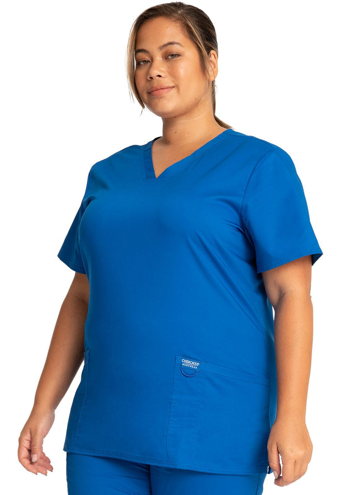 Royal Blue Revolution Scrubs V-NecK Top - Left Side View